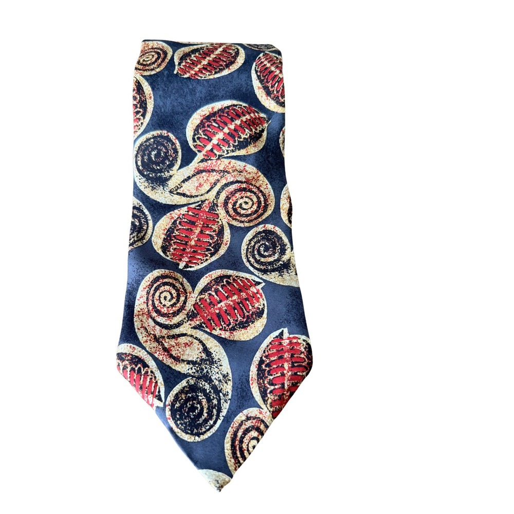 Peter Paul for Nordstrom Mens Silk Tie Blue Red Gold Abstract Swirl Geometric